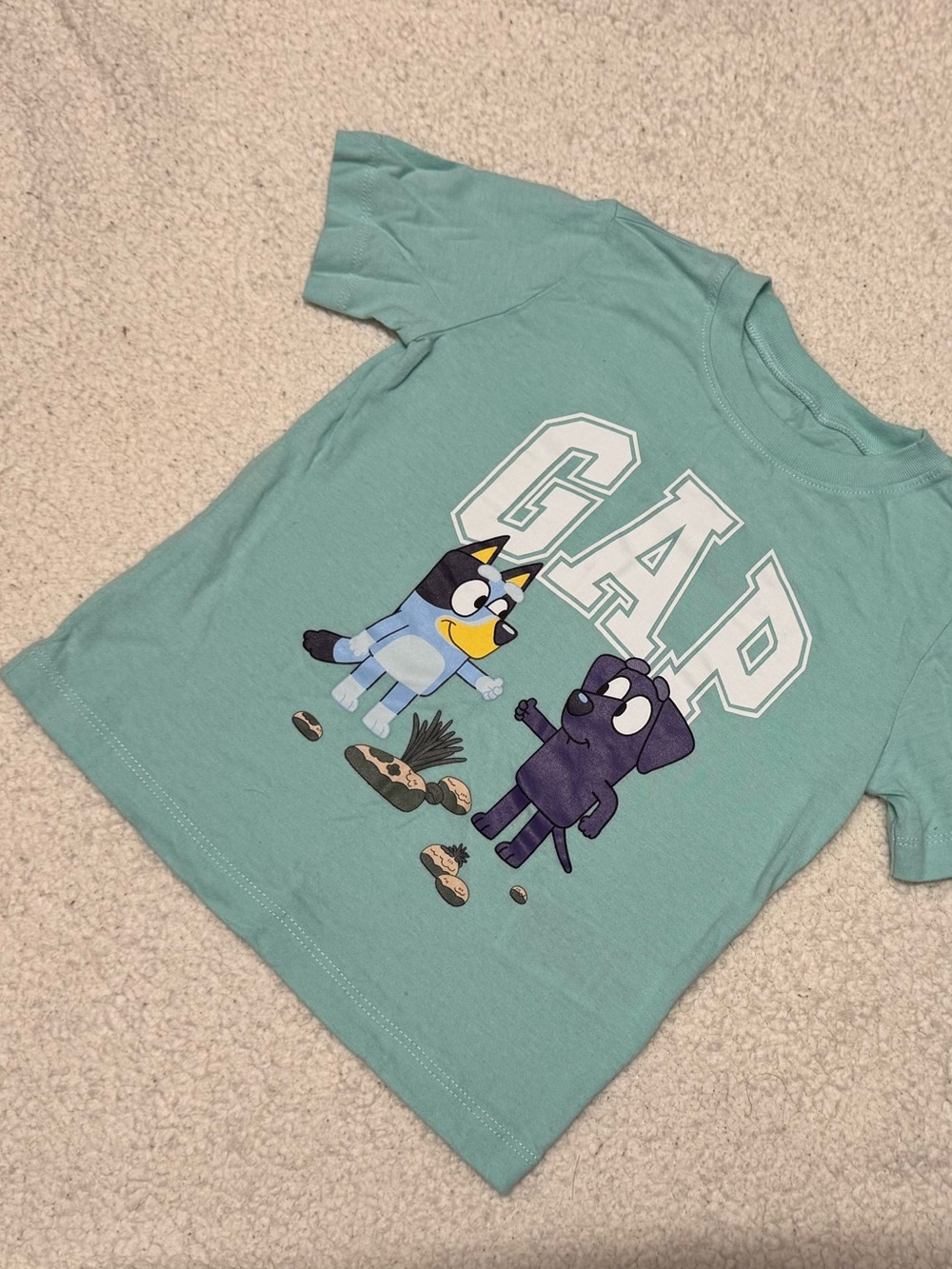 GAP Mint Green Short Sleeve Tee with Cartoon Characters